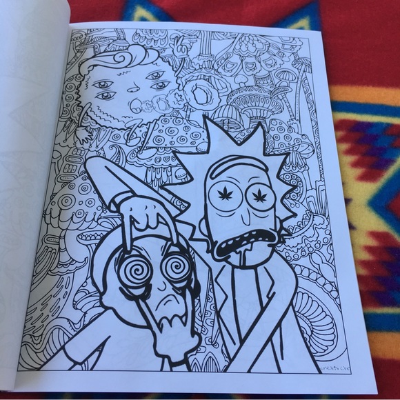 Rick and Morty Graphic Tshirt Size L+ RICK AND MORTY STONER COLORING BOOK - Picture 7 of 16